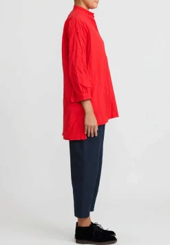 Daniela Gregis Washed Cotton Sigaretta Elastico Pants In Blue