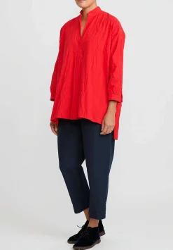 Daniela Gregis Washed Cotton Sigaretta Elastico Pants In Blue
