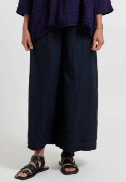 Daniela Gregis Washed Cotton Tognon Largo Campo Pants In Blu Navy