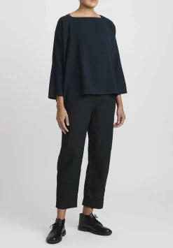 Daniela Gregis Washed Cotton Twill Sigaretta Elastico Pants In Nero Black