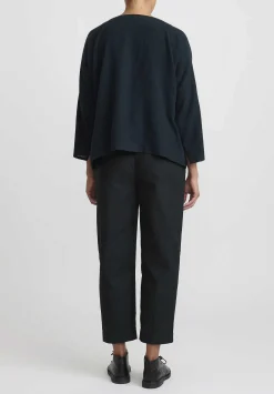 Daniela Gregis Washed Cotton Twill Sigaretta Elastico Pants In Nero Black