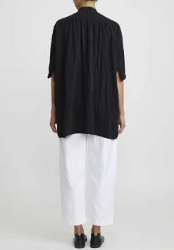 Daniela Gregis Washed Cotton Twill Sigaretta Elastico Pants In Bianco White