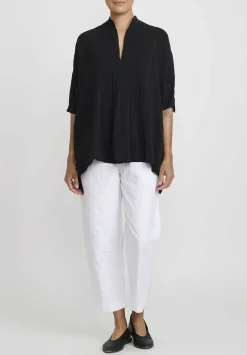 Daniela Gregis Washed Cotton Twill Sigaretta Elastico Pants In Bianco White