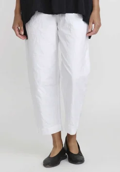 Daniela Gregis Washed Cotton Twill Sigaretta Elastico Pants In Bianco White