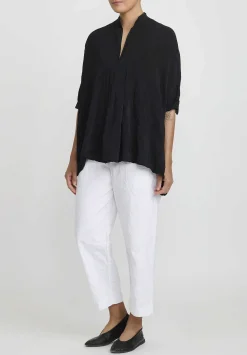 Daniela Gregis Washed Cotton Twill Sigaretta Elastico Pants In Bianco White