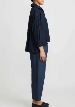 Daniela Gregis Washed Cotton Uomo Corta Rossella Shirt In Navy Blue