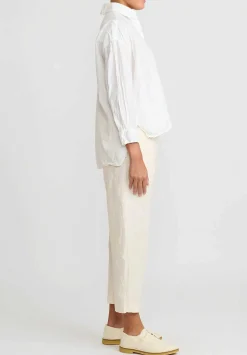Daniela Gregis Washed Cotton Uomo Larga Corta Note Lavata Shirt In Bianco White