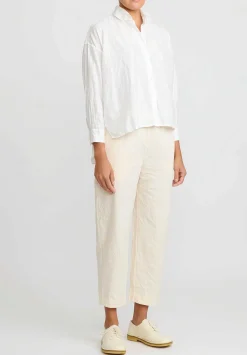 Daniela Gregis Washed Cotton Uomo Larga Corta Note Lavata Shirt In Bianco White