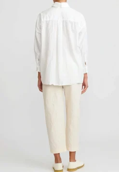 Daniela Gregis Washed Cotton Uomo Larga Corta Note Lavata Shirt In Bianco White