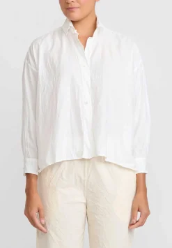 Daniela Gregis Washed Cotton Uomo Larga Corta Note Lavata Shirt In Bianco White
