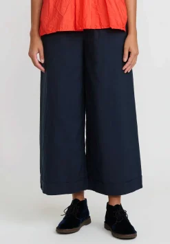 Daniela Gregis Washed Cotton Wide Leg Pigiama Pants In Blue