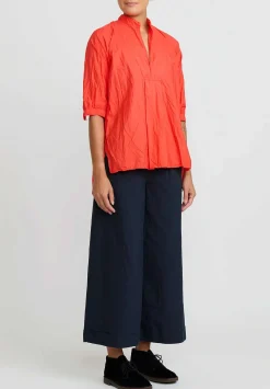 Daniela Gregis Washed Cotton Wide Leg Pigiama Pants In Blue