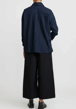 Daniela Gregis Washed Cotton Wide Leg Pigiama Pants In Nero Black