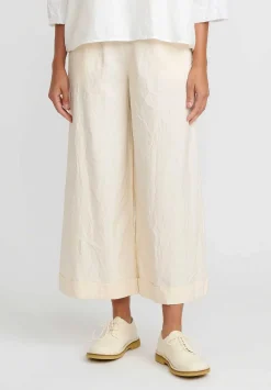 Daniela Gregis Washed Cotton Wide Leg Pigiama Pants In Panna Cream