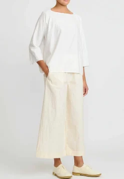 Daniela Gregis Washed Cotton Wide Leg Pigiama Pants In Panna Cream