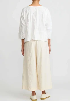 Daniela Gregis Washed Cotton Wide Leg Pigiama Pants In Panna Cream