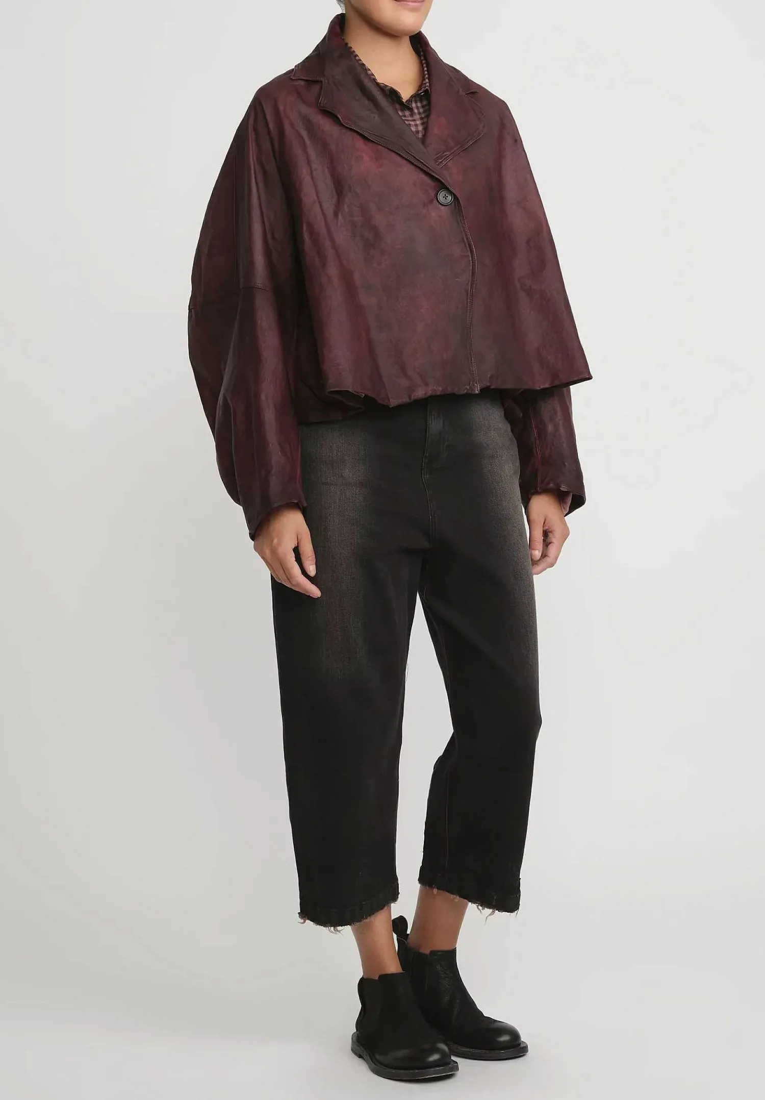 Rundholz Washed Lamb Leather A-Line Jacket In Rust Red