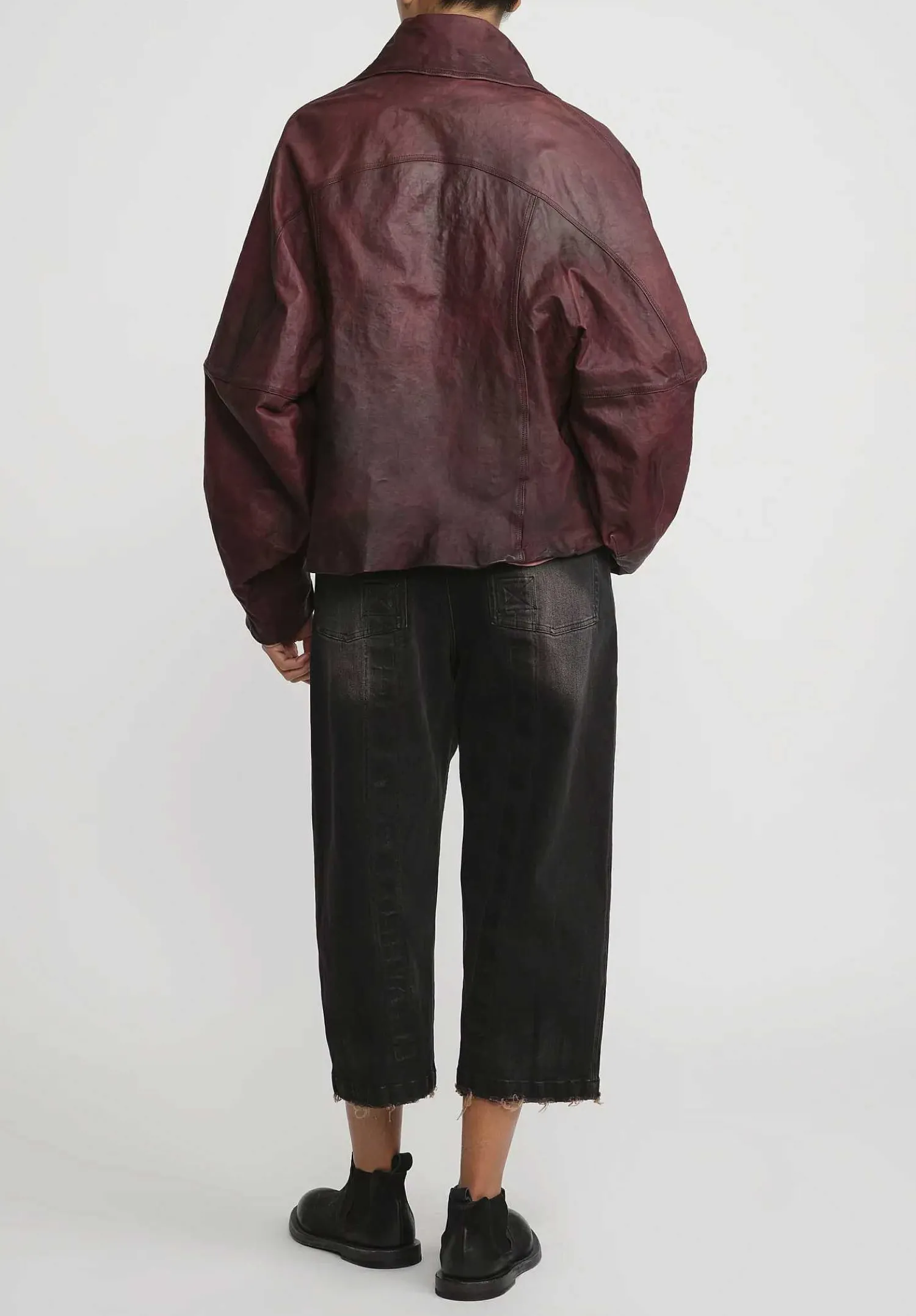 Rundholz Washed Lamb Leather A-Line Jacket In Rust Red