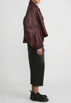 Rundholz Washed Lamb Leather A-Line Jacket In Rust Red