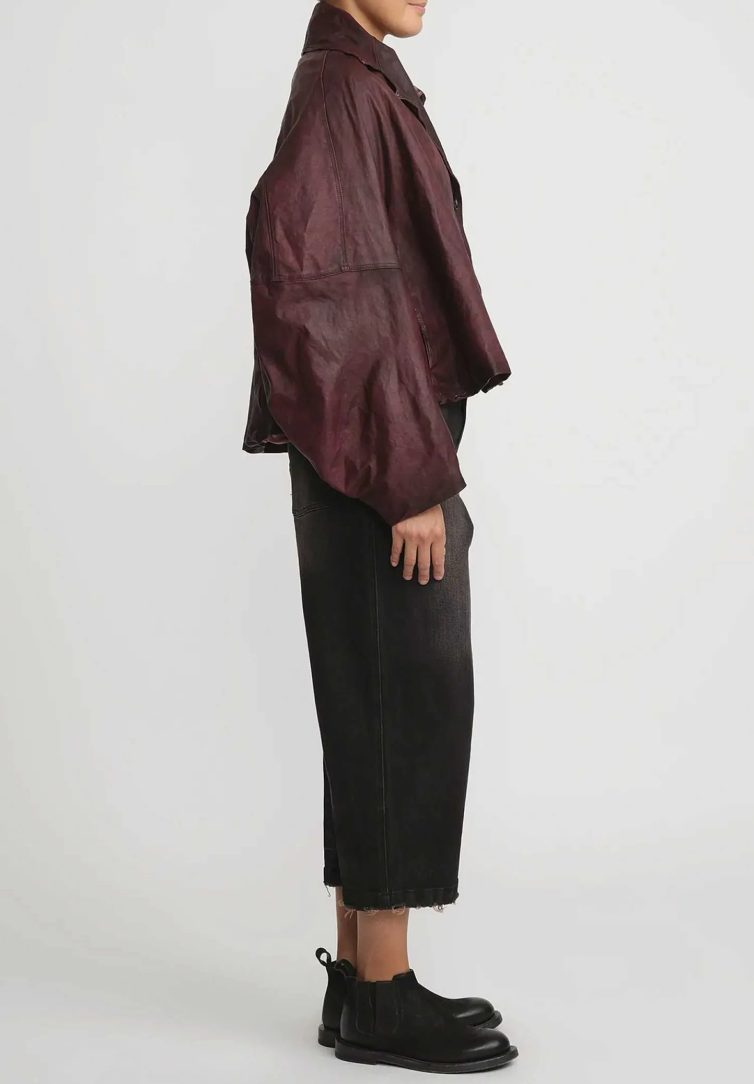 Rundholz Washed Lamb Leather A-Line Jacket In Rust Red