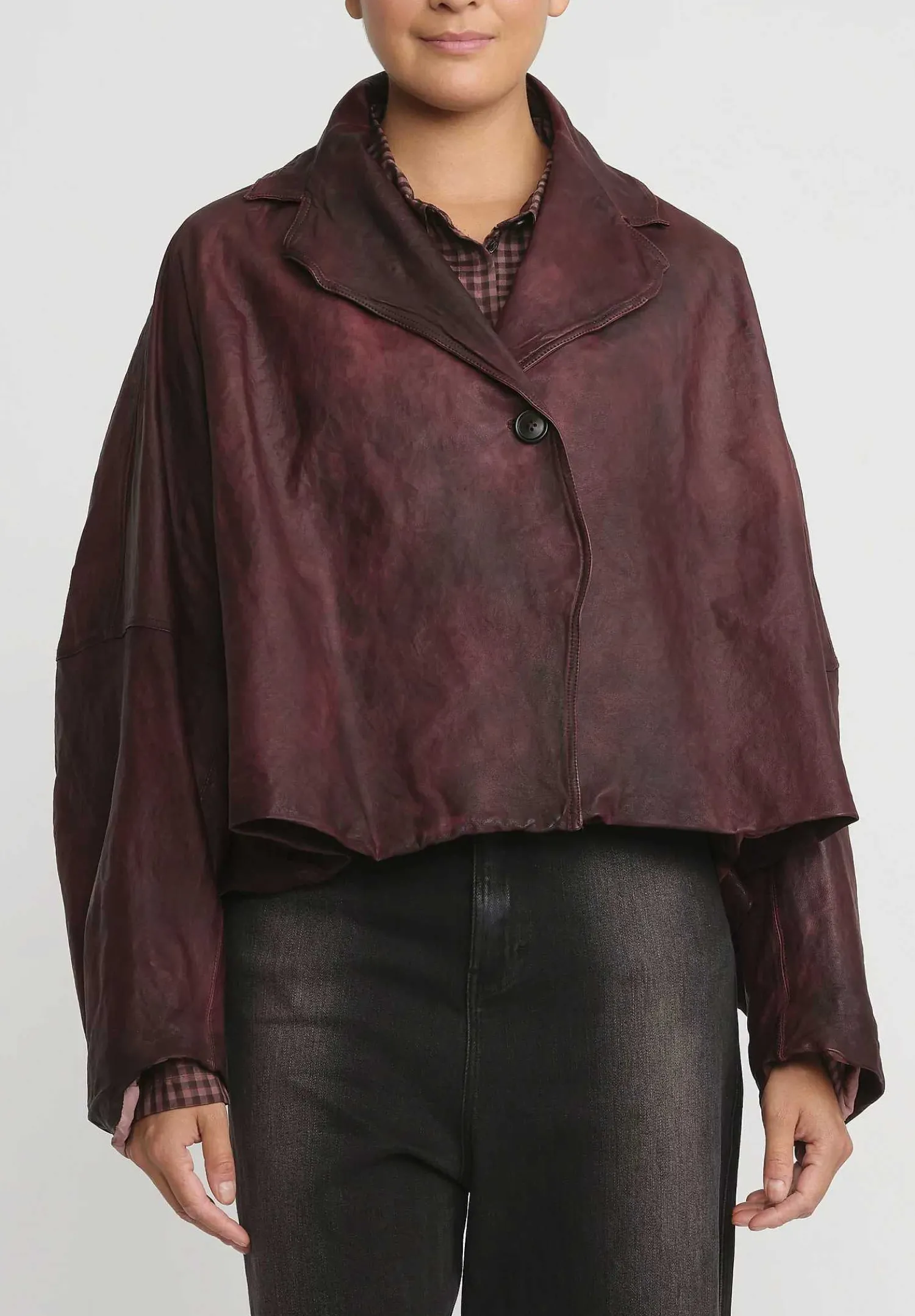 Rundholz Washed Lamb Leather A-Line Jacket In Rust Red