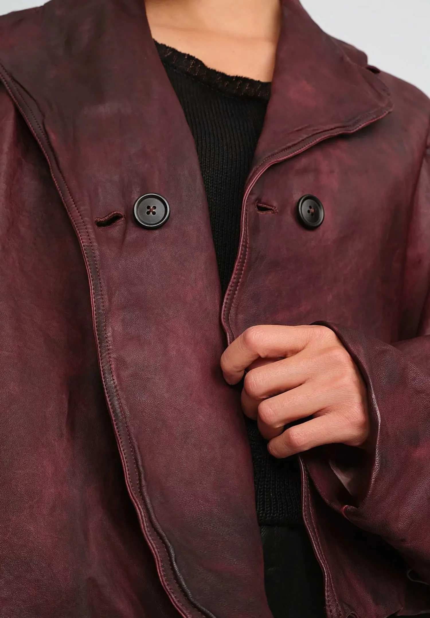 Rundholz Washed Lamb Leather A-Line Jacket In Rust Red