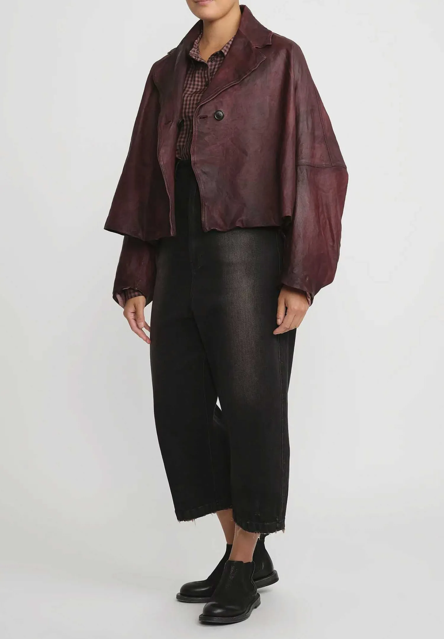 Rundholz Washed Lamb Leather A-Line Jacket In Rust Red