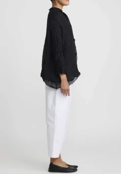 Daniela Gregis Washed Linen Luglio Rosella Jacket In Nero Black