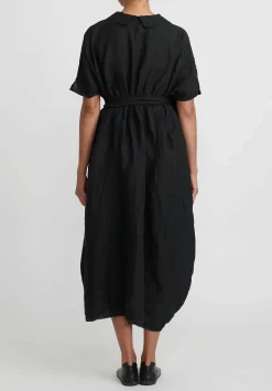Daniela Gregis Washed Linen Rossella Abito Dress In Nero Black
