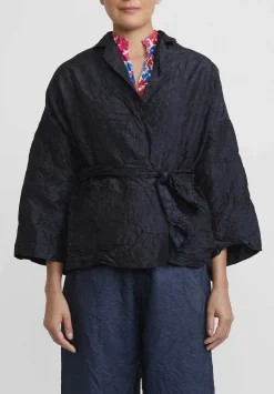 Daniela Gregis Washed Silk Giacca Gladiolo Rosella Jacket In Navy Blue