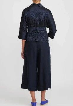 Daniela Gregis Washed Silk Giacca Peonia Rossella Jacket In Navy Blue