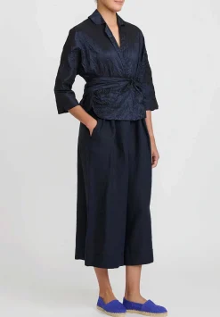 Daniela Gregis Washed Silk Giacca Peonia Rossella Jacket In Navy Blue