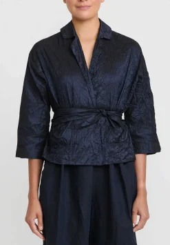 Daniela Gregis Washed Silk Giacca Peonia Rossella Jacket In Navy Blue