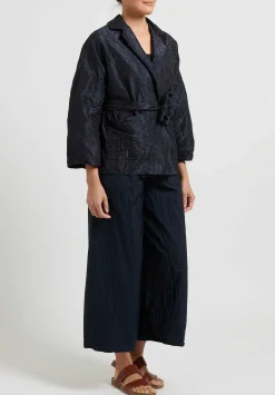 Daniela Gregis Washed Silk Gladiolo Mirta Jacket In Navy Blue