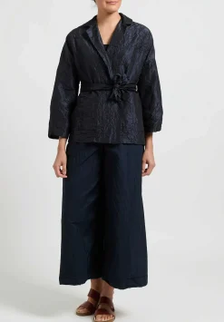 Daniela Gregis Washed Silk Gladiolo Mirta Jacket In Navy Blue