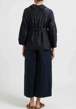 Daniela Gregis Washed Silk Gladiolo Mirta Jacket In Navy Blue