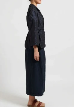 Daniela Gregis Washed Silk Gladiolo Mirta Jacket In Navy Blue
