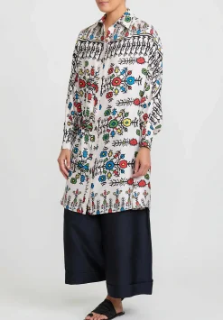 Rianna + Nina Washed Silk Greek Monica Shirt Dress In Luludi White