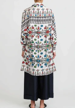 Rianna + Nina Washed Silk Greek Monica Shirt Dress In Luludi White