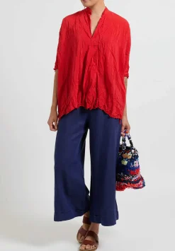 Daniela Gregis Washed Silk Honey Kora Top In Red
