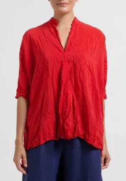 Daniela Gregis Washed Silk Honey Kora Top In Red