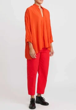 Daniela Gregis Washed Silk Kora Top In Arancione Orange