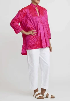 Daniela Gregis Washed Silk Kora Top In Fucsia Pink