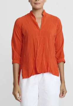 Daniela Gregis Washed Silk Pepe Kora Shirt In Orange