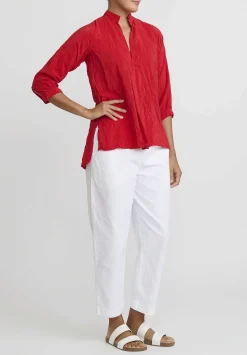 Daniela Gregis Washed Silk Pepe Kora Shirt In Rosso Red