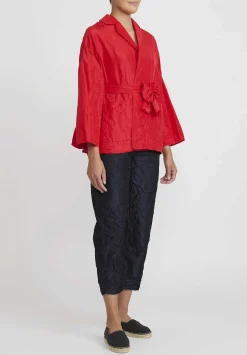 Daniela Gregis Washed Silk Sigaretta Elastico Pants In Navy Blue