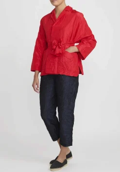 Daniela Gregis Washed Silk Sigaretta Elastico Pants In Navy Blue