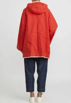 Toogood Waxed Cotton Trawlerman Coat In Buoy Orange