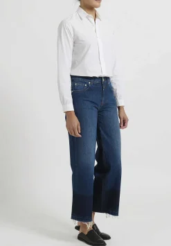 Closed Wide ''Glow'' Raw Edge Jeans In Dark Blue