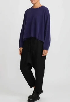Rundholz Dip Wool And Raccoon Hair Cropped Sweater In Purple Grape